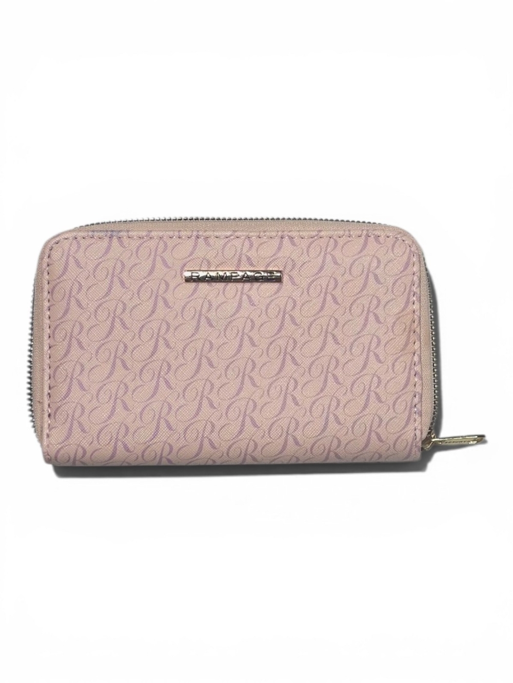 Rampage Blush Pink Monogram Zip Wallet. 6.5x4x1